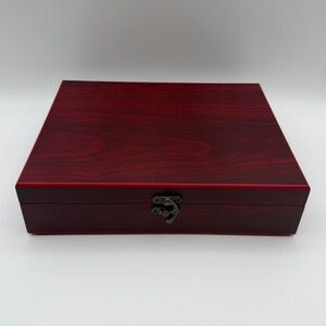 8 Piece Wine Wooden Box‎ Set Stopper Opener Corkscrew Thermometer Cherry Box
